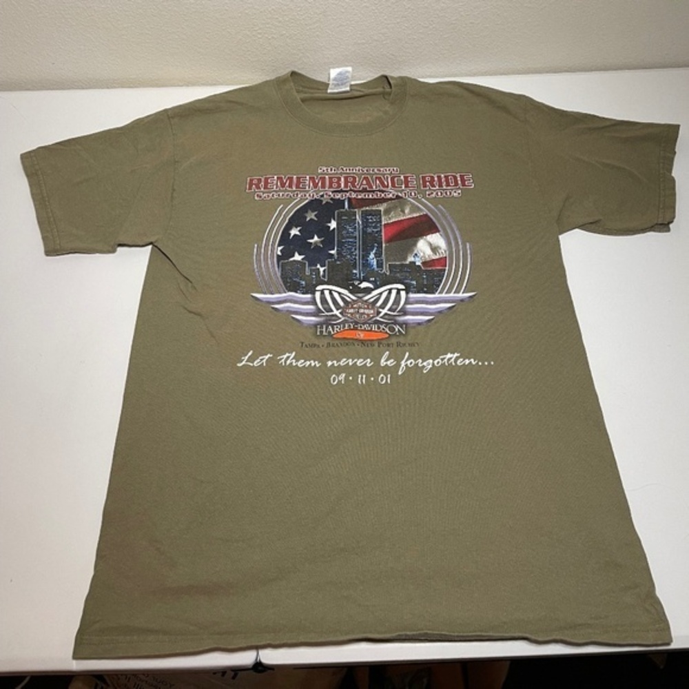 2005 Harley Davidson 09-11-01 5th anniversary Remembrance Ride T Shirt Size Larg